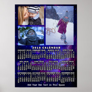 2018 Jaar Maandkalender Ruimte Nevel 3 Foto's Poster