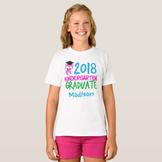 2018 Kindergarten Afstuderen Aangepaste roze boomk T-shirt (Voorkant volledig)