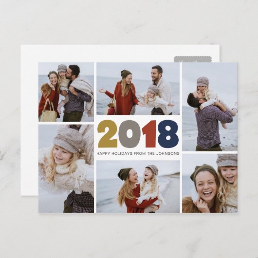 2018 | kleurrijk | ansichtkaarten feestdagenkaart (Voorkant / Achterkant)