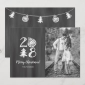 2018 Krijtbord Doodle Kerstfoto Feestdagenkaart (Voorkant / Achterkant)