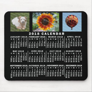 2018 Maandelijkse kalender zwart, aangepast 3 foto Muismat