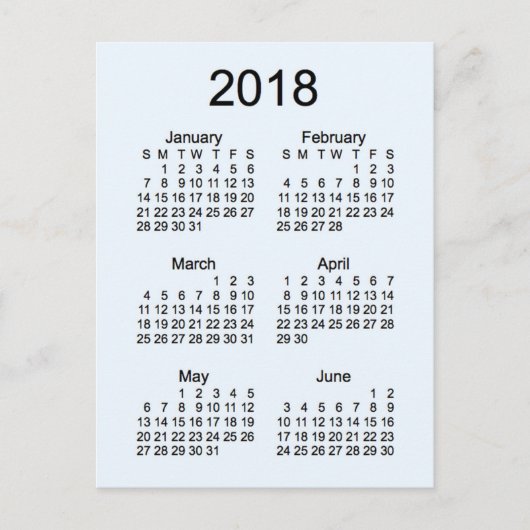 2018 Mini 6 maanden Kalender Briefkaart (Voorkant)