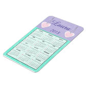 2018 Mini-calendrier violet et Turquoise Magnet (Côté Gauche)