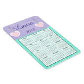 2018 Mini-calendrier violet et Turquoise Magnet (Côté Droit)