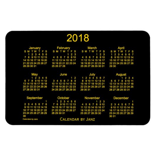 2018 Neon gouden kalender door Janz 4x6 magneet (Horizontaal)