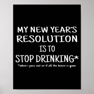 2018 resolutie stop met drinken grappig oudejaarsa poster
