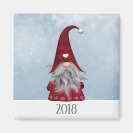 2018 Rood & Zwart Buffel Plaid Kerstmis Gnome Magneet