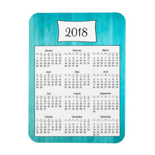 2018 Rustieke Blauwgroen Turquoise houten kalender Magneet