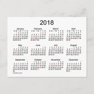 2018 Vakantie Mini Kalender door Janz Briefkaart