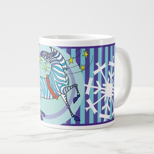 2018 Zebra kerstblauwe jumbo mok (Voorkant rechts)