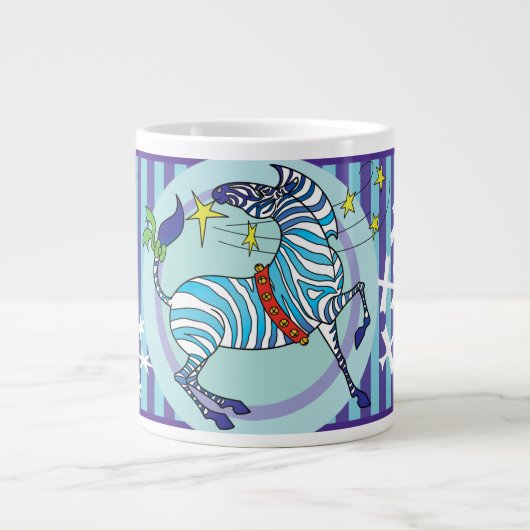 2018 Zebra kerstblauwe jumbo mok (Voorkant)