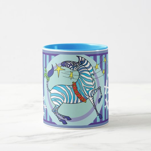 2018 Zebra Kerstmis blauwe Mok (Midden)