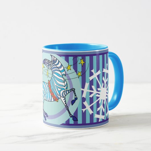 2018 Zebra Kerstmis blauwe Mok (Voorkant rechts)