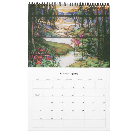 2019 2020 Calendrier naturel de la vitre de Tiffan (Mar 2026)