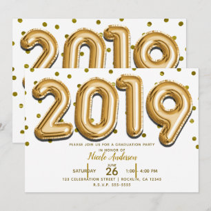 2019 AFSTUDEERFEEST Gouden Confetti Ballonnen Kaart