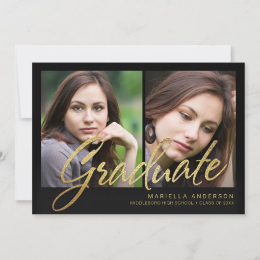 2019 Afstuderen Faux Gold Foil Brush Script Kaart (Voorkant)