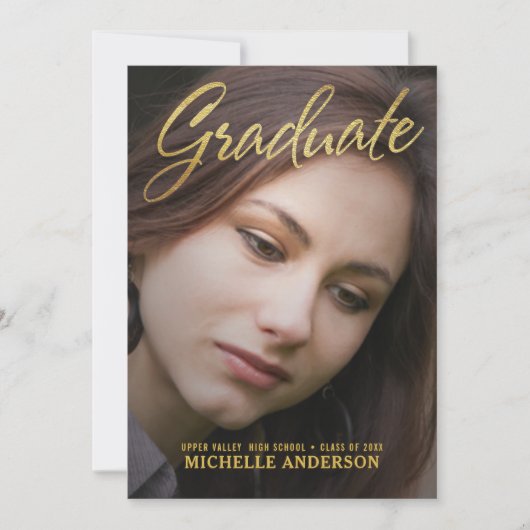 2019 Afstuderen "Faux Gold Foil" met 2 zijden aank Kaart (Voorkant)