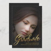 2019 Afstuderen Gold Script met volledige fotobede Kaart (Voorkant / Achterkant)