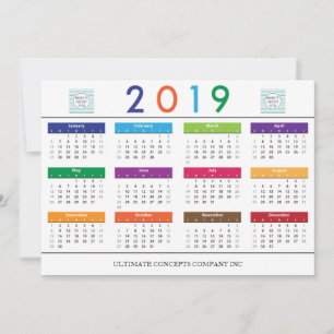 2019 Agenda Bedrijfslogo en naam Feestdagenkaart