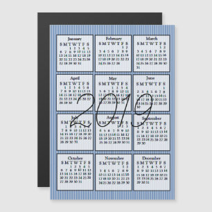 2019 Agenda Magnet Blue en White Stripes Magnetische Uitnodiging