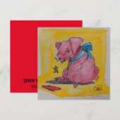 2019 Année de la carte de voeux de porc (Devant / Derrière)