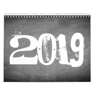 2019 Chalkboard Calendar Black and White Text Kalender