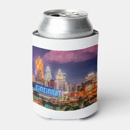 2019 Cincinnati Ohio Night Skyline Blikjeskoeler (Blikje Voorkant)