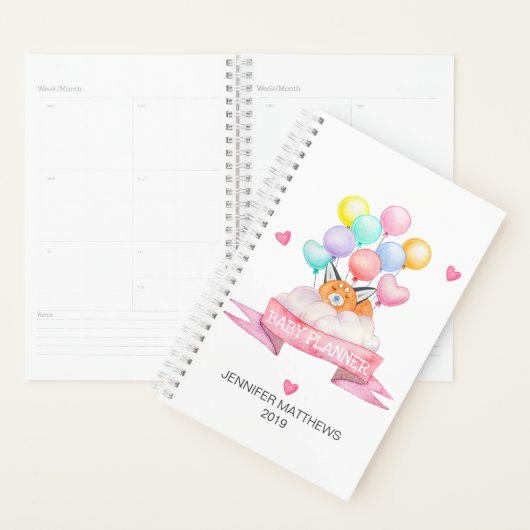 2019 Gepersonaliseerde Schattigee Fox Waterverf Ba Planner (Display)