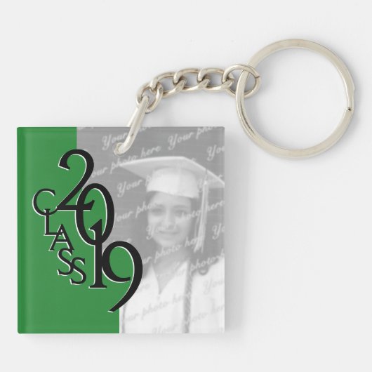 2019 Groen Afstuderen Afbeelding Sleutelhanger (Achterkant)