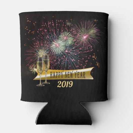 2019 Happy New Year Fireworks Blikjeskoeler (Achterkant)