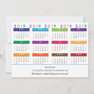 2019 Kalender Bedrijfsnaam Logo op rug Feestdagenkaart