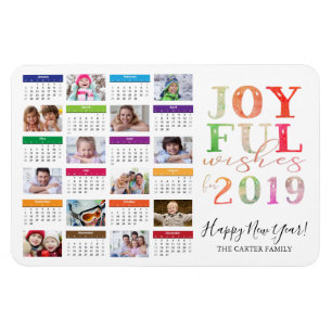 2019 Kalender Fotocollage Gelukkig Nieuwjaar Magneet