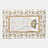 2019 Kalendergoudkroon tiara Kitchen Tea Towel Theedoek (Horizontaal)