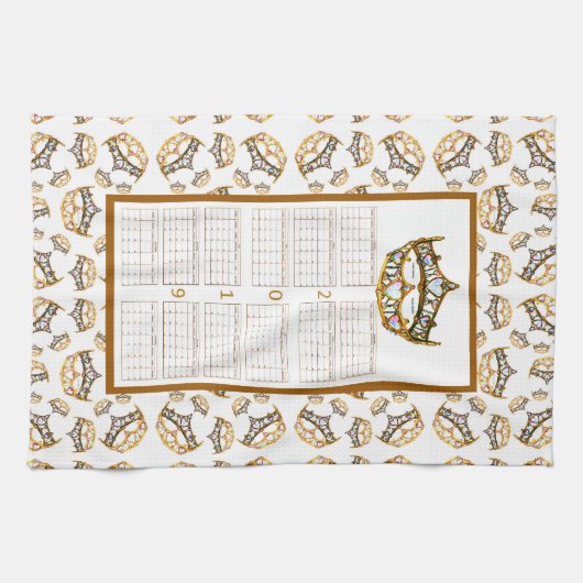 2019 Kalendergoudkroon tiara Kitchen Tea Towel Theedoek (Horizontaal)