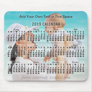 2019 Maandelijkse kalender zwart, voeg fototekst t Muismat