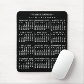 2019 Maandelijkse kalender zwart, witte aangepaste Muismat (Met muis)