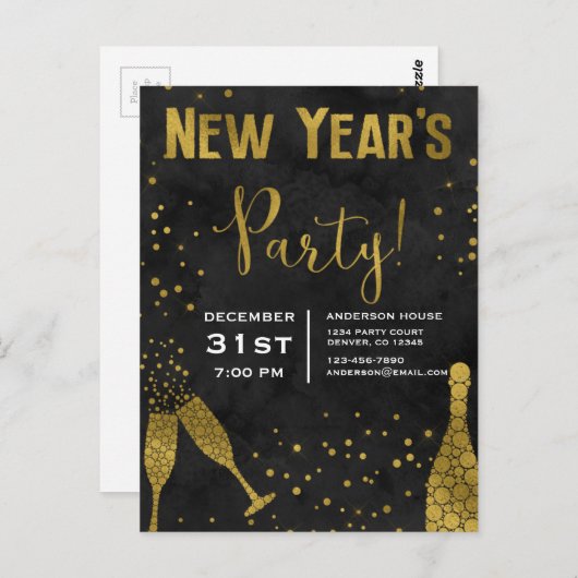 2019 oudejaarsfeest Champagneglazen Briefkaart (Voorkant / Achterkant)