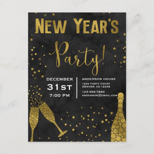 2019 oudejaarsfeest Champagneglazen Briefkaart (Voorkant)