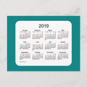 2019 Vakantiekalender van Janz Teal briefkaart