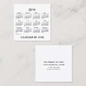2019 White Calendar van Janz Square Visitekaartje (Voorkant / Achterkant)