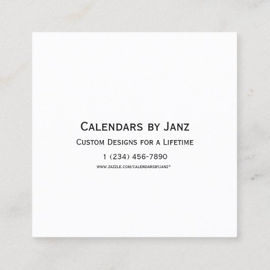 2019 White Calendar van Janz Square Visitekaartje (Achterkant)
