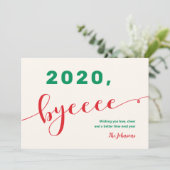 "2020, à bientôt" Rouge & Vert Carte drôle non-pho (Debout devant)