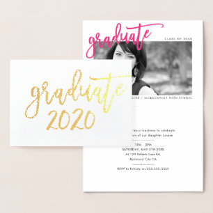 2020 AFSTUDEERDER PARTY modern minimalistisch lett Folie Kaarten