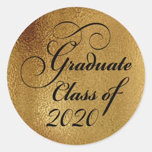 2020 Afstuderen Gold Graduation Party - Hartelijk  Ronde Sticker (Voorkant)