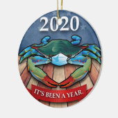 2020 Blue Crab with Face Mask Keramisch Ornament (Links)