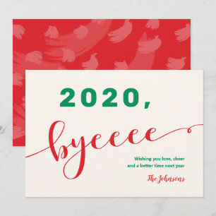 "2020, byeee" Rouge & Vert Carte drôle non-photo p
