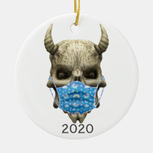 2020 Covid Demon Skull met Face mask Gothic Keramisch Ornament