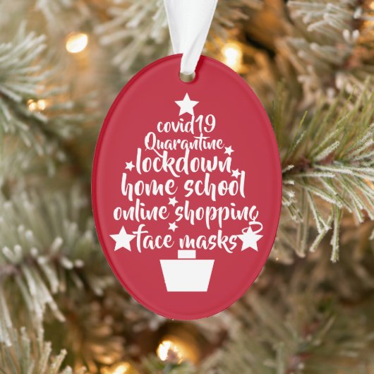 2020 Covid Tree facemask lockdown home school Ornament (Boom)