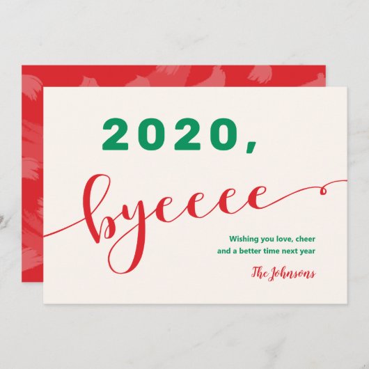 "2020, dag" Rood & Groen Niet-Foto Grappige 2020 Feestdagenkaart (Voorkant / Achterkant)