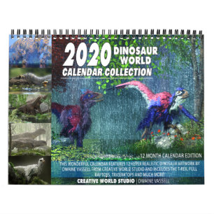 2020 DINOSAUR WERELDKALENDAR: Kinder agenda afdruk Kalender